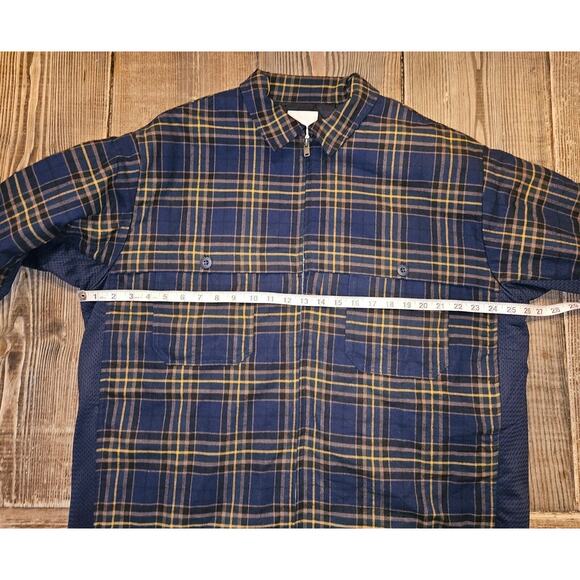 Unknwn Flannel Jacket Mens Large Blue Plaid Full Zip Quilted Shacket Street Work - Picture 9 of 11